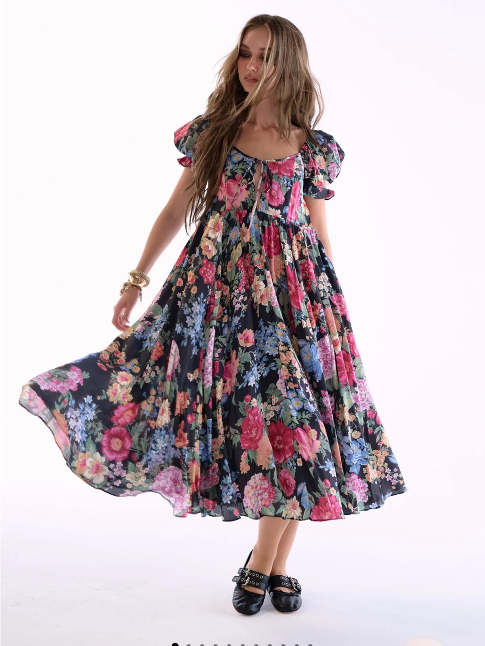 Selkie Puck Charming Midi Dress Size Small Silk LNWOT